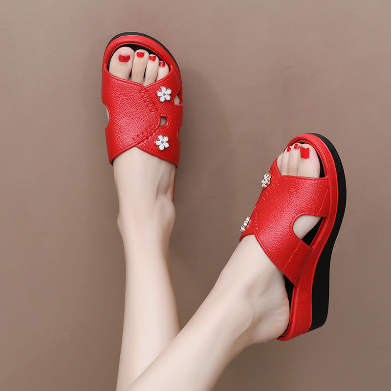 Newly Launched Women's High-Heeled Trendy Slippers, Non-Slip, Wear-Resistant, Casual, Versatile, Comfortable, Soft High-Heeled Slippers for Women