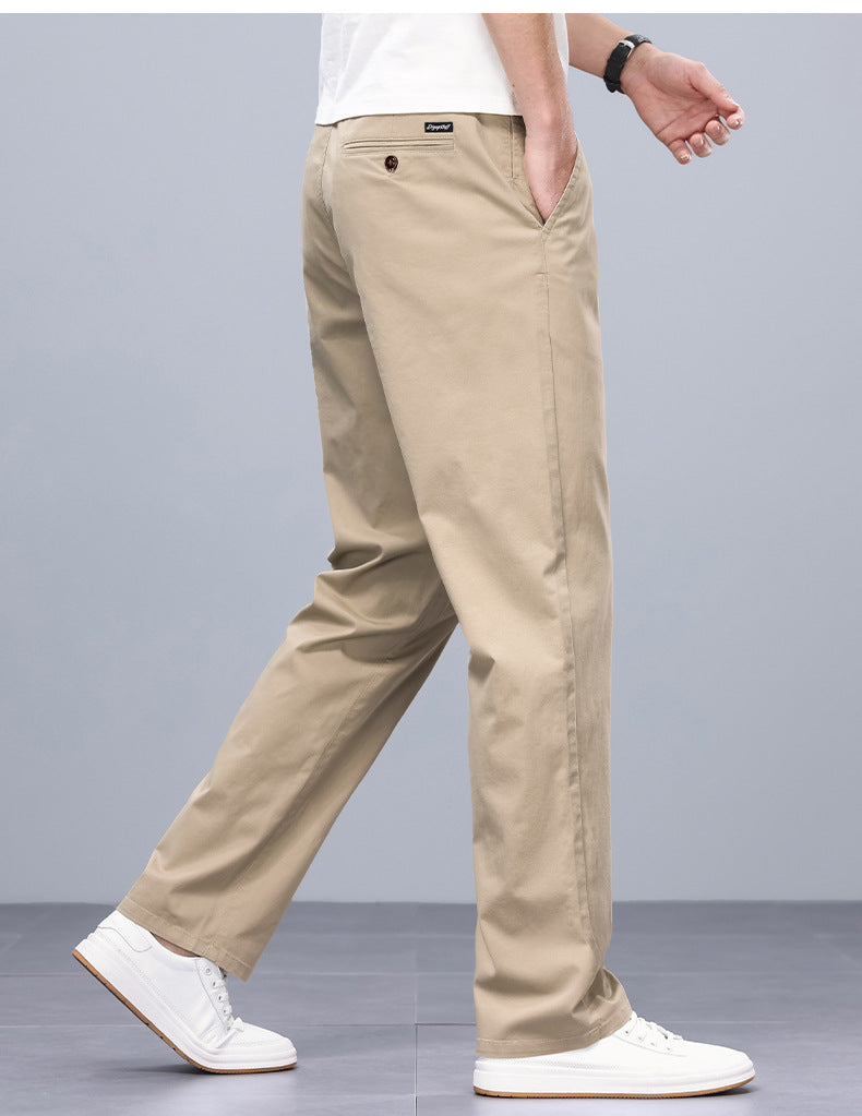 Binhaolu Men's Clothing High-End Pure Cotton Casual Pants for Men, Autumn and Winter Style with Fleece, New Business Style Men's Pants in Navy Blue