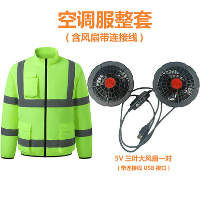 New Summer Fan Clothes Construction Site Cooling Air-Conditioning Clothes Outdoor Reflective Strip Air-Conditioning Clothes Men's Style with Fan