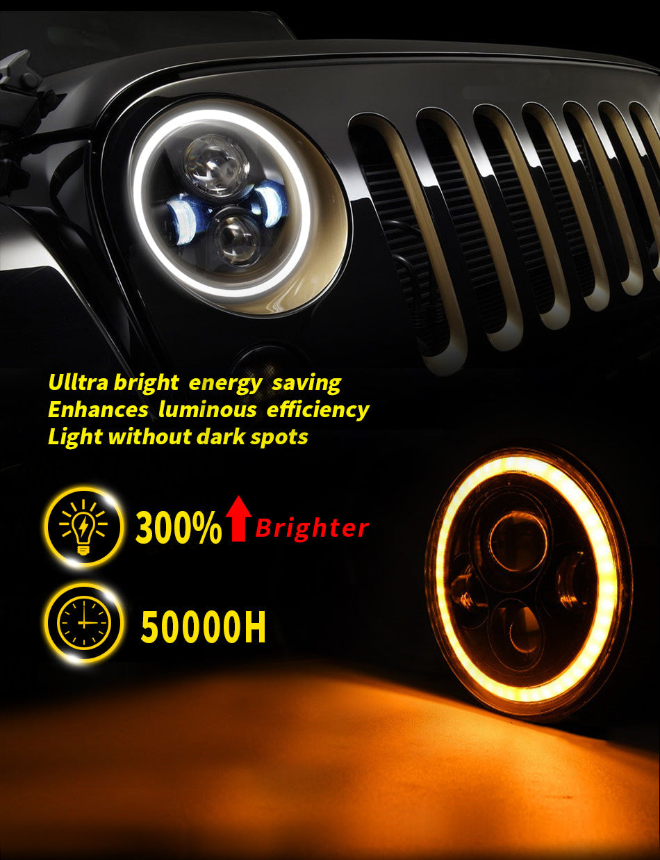 Car Led Headlights 7inch Wrangler Angel Eye Headlights Harley Motorcycle 60W Super Bright Headlights