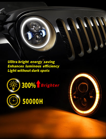 Car Led Headlights 7inch Wrangler Angel Eye Headlights Harley Motorcycle 60W Super Bright Headlights