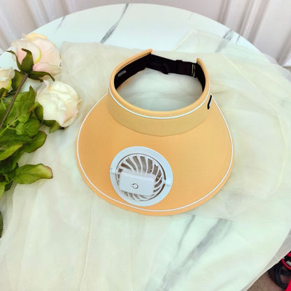 Summer Rechargeable Fan Adult Hat with Strong Wind, Empty Top and Large Brim, Outdoor Leisure, a Must-Have for Men and Women When Traveling