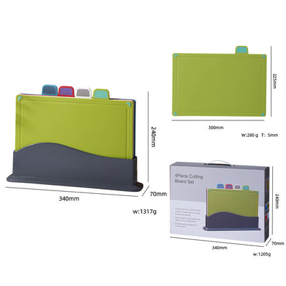 Kitchen Classification Cutting Board Creative Baby Food Supplement Wheat Straw Cutting Board Pp Plastic Creative Four-Piece Set Classification Cutting Board