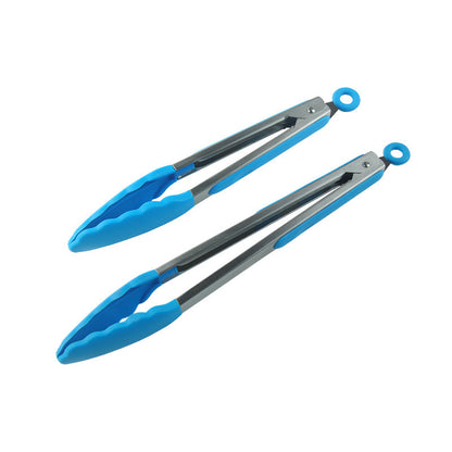 in stock 7 inch 9 inch 12 inch silicone food clip 3 piece set stainless steel food clip BBQ barbecue clip bread steak clip