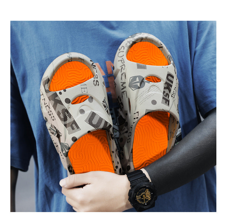 Coconut Slippers for Men to Wear Outside in Summer, Non-Slip Thick Soles for Stepping on Shit, Home Bathing, Men's Outdoor Sports Beach Sandals