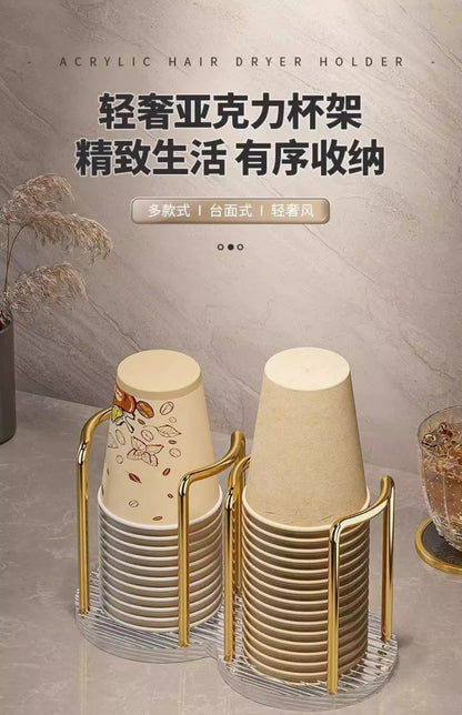 Acrylic Paper Cup Holder Disposable Cup Picker Straw Cup Desktop Storage Rack Household Coffee Tea Cup Rack