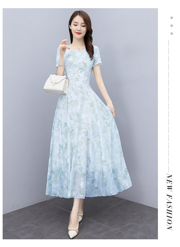 2022 Summer New Bohemian Long Dress to Ankle Chiffon dress Super Long Seaside Holiday Beach Dress for Women
