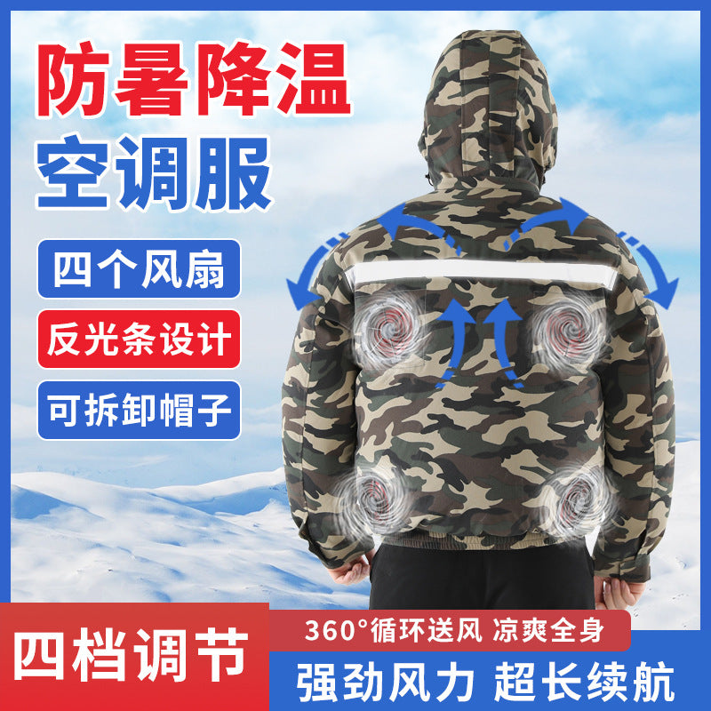 Summer Air-Conditioned Clothing for Outdoor Labor Protection, Cooling and Sun Protection Clothing, Hooded Fan Clothing for Men and Women, Specially Designed for Outdoor Labor Protection