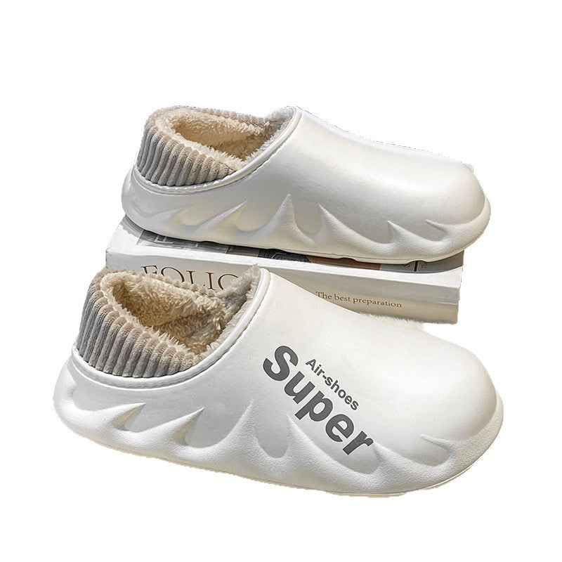 Waterproof Cotton Slippers for Men in Winter, Velvet Warm Anti-Slip Bag and Cotton Shoes for Outer Wear, Thick-Soled Winter Home Shoes Wholesale