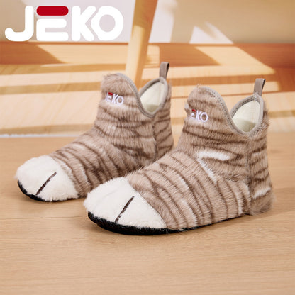 Cross-Border Autumn and Winter Yoga Shoes with Fleece Lining for Warmth, Indoor Shoes for Men and Women, Non-Slip, Silent, Slip-On, Closed-Toe, Soft Plush Cotton Shoes