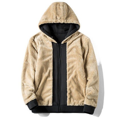 Autumn and Winter New Casual Cardigan Sweater Men's fleece-lined Hooded Men's Sweater Loose Sports Zipper Knitted Jacket