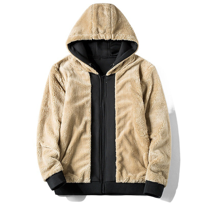 Autumn and Winter New Casual Cardigan Sweater Men's fleece-lined Hooded Men's Sweater Loose Sports Zipper Knitted Jacket