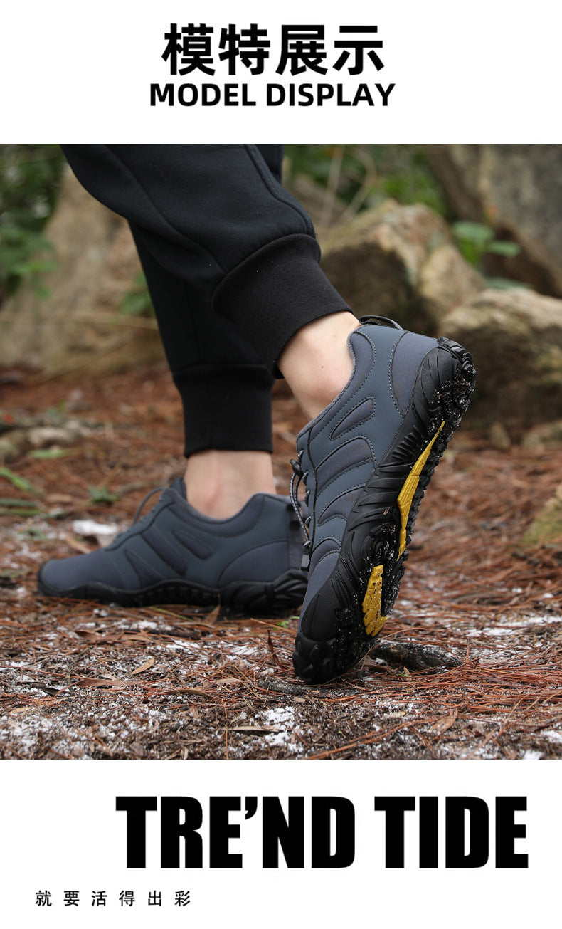 Outdoor Snow Boots, Home Cross-Border Winter New Style, Non-Slip Short Style, Fleece-Lined Warm Cotton Shoes, Thick-Soled Barefoot Five-Toe Shoes