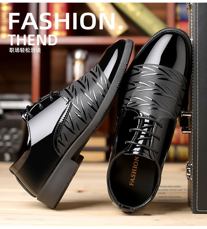 Men's Leather Shoes Men's Shoes 2020 Spring New Youth Business British Black Casual Breathable Dress Shoes