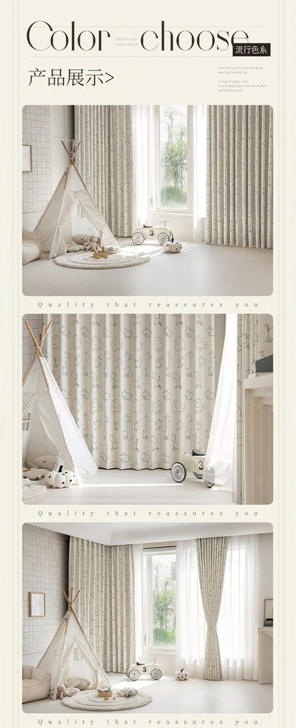Children's Curtains with Digital Printing on Black Gold Base Fabric, Light Luxury Style for Bedroom and Living Room, Thickened New Model, Shaoxing Curtains, Blackout Wholesale