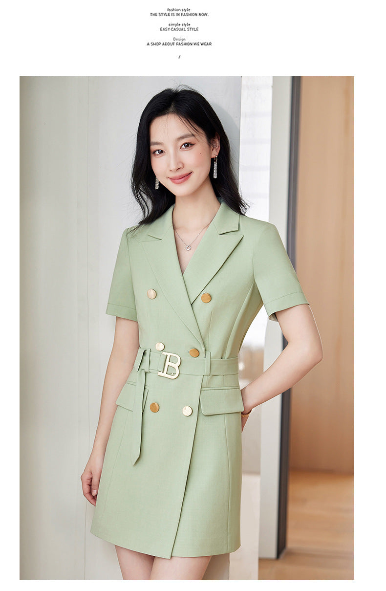 French Hepburn Style Small Black Dress High Sense High Cold Royal Sister Fried Street Small Fragrance Style Pleated Professional Suit dress Summer
