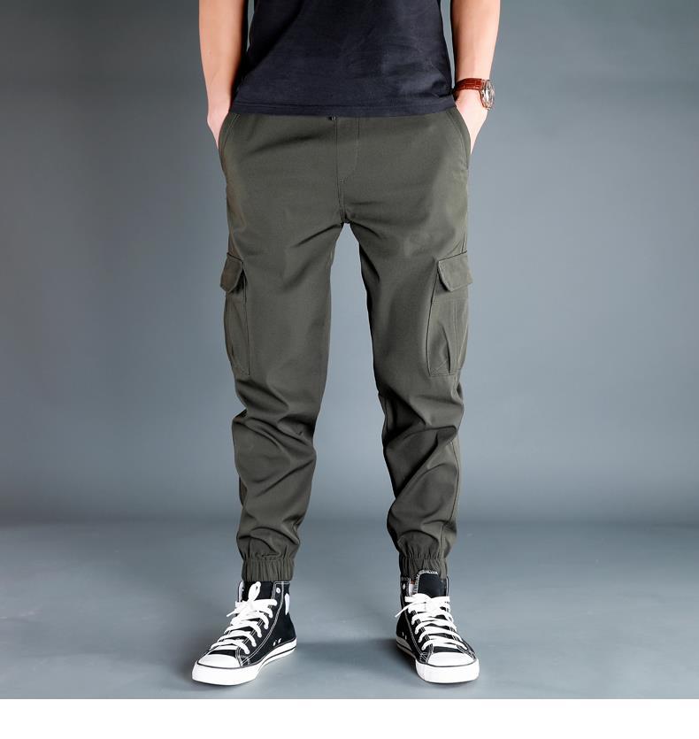 Ice Silk Crock Pants Men's Leg-tipped Summer Thin Casual Pants Loose plus size Quick-drying Pants Fashion Brand Sports Pants