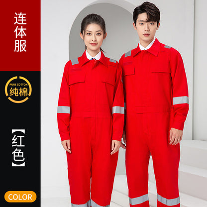 Marine Crew Reflective Strip Pure Cotton Overalls Long-sleeved Men's Summer Wear-resistant Electric Welding Shipyard Workshop Labor Insurance Clothing