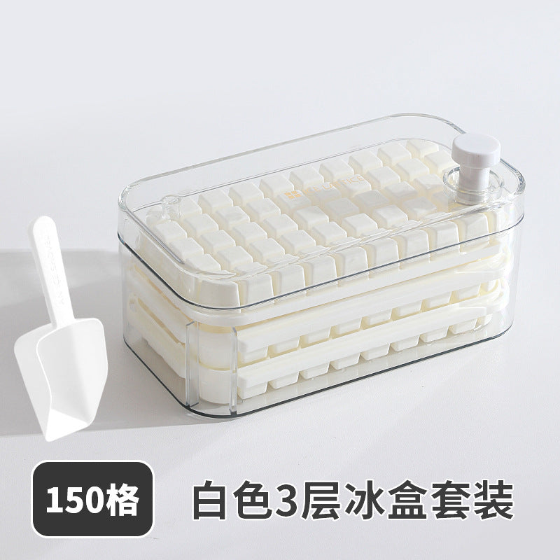 Ice Cube Mold Food Grade Household Pressed Ice Tray Large Capacity Ice Cube Storage Box Refrigerator Homemade Frozen Ice Artifact