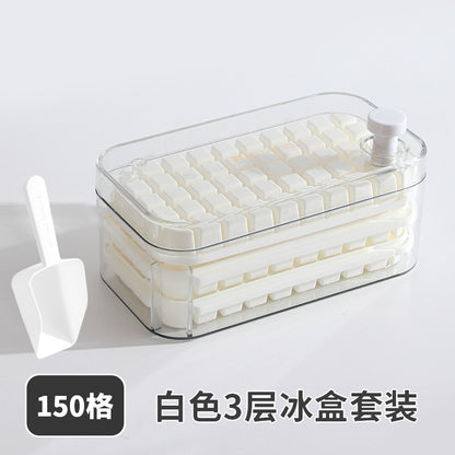 Ice Cube Mold Food Grade Household Pressed Ice Tray Large Capacity Ice Cube Storage Box Refrigerator Homemade Frozen Ice Artifact