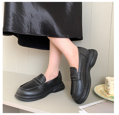 Thick-Soled Loafers British Style Slip-On White Shoes for Women 2025 New Versatile Toe-Toe Shoes Cross-Border Foreign Trade Women's Shoes