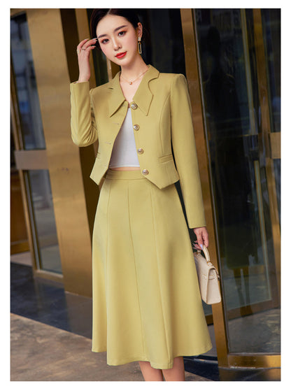 French style black dress Women's Spring and Autumn New retro high-grade elegant socialite high-end suit two-piece suit