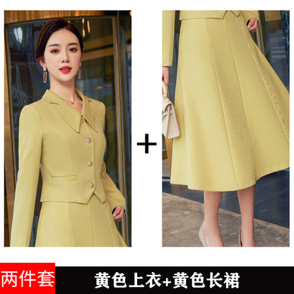 French style black dress Women's Spring and Autumn New retro high-grade elegant socialite high-end suit two-piece suit