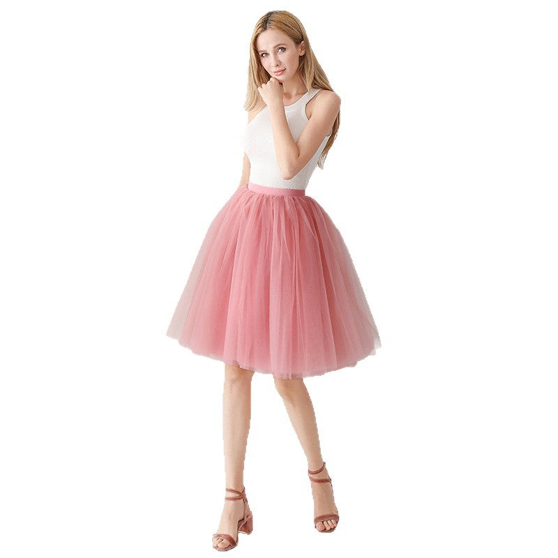 Europe and the United States high waist mesh skirt Tutu skirt strength manufacturers 7 65cm elastic waist cross-border Net red skirt adult