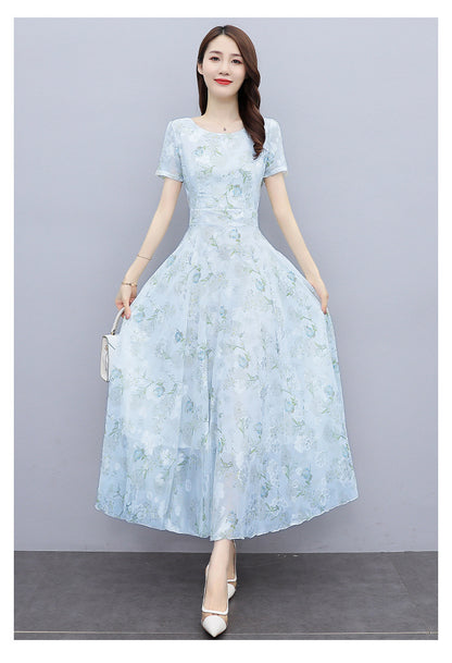2022 Summer New Bohemian Long Dress to Ankle Chiffon dress Super Long Seaside Holiday Beach Dress for Women