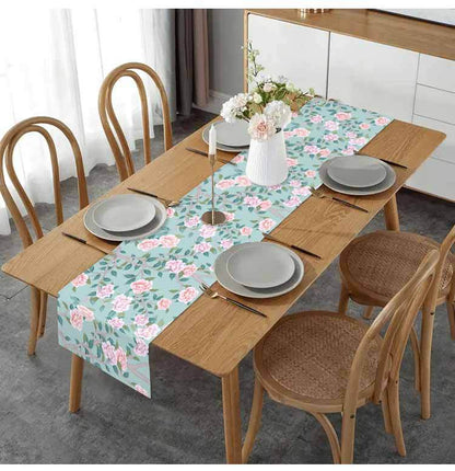 New Cross-Border Pink Flower Table Flag Printed Linen Living Room Decorative Tablecloth Home Kitchen Tablecloth Mat