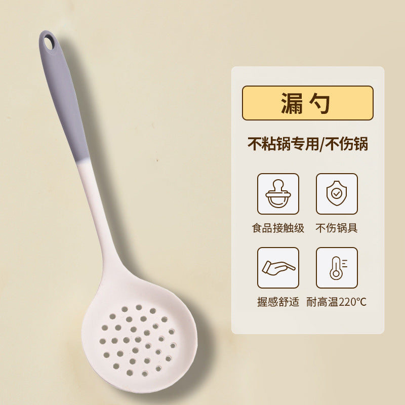 Wholesale gray two-color silicone spatula spoon household high temperature resistant non-stick pan cooking spatula soup spoon fishing fence kitchen suit