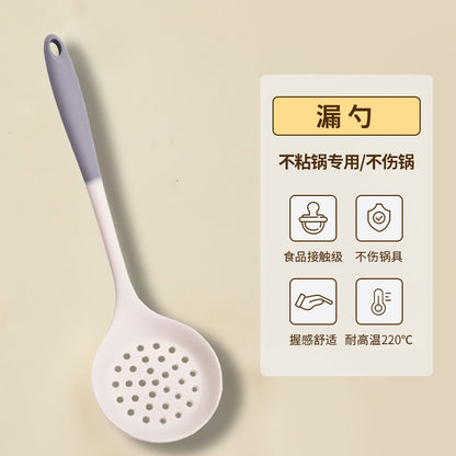 Wholesale gray two-color silicone spatula spoon household high temperature resistant non-stick pan cooking spatula soup spoon fishing fence kitchen suit