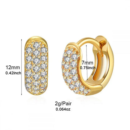European and American Classic Ins Style Color Zircon Light Luxury Heavy Industry Round Ear Buckle Trendy high quality 24K Gold Plated Earrings