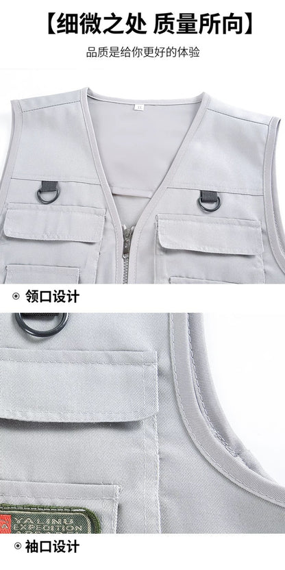 Cross-Border Outdoor Multi-Pocket Vest Men's Fishing Vest Photography Middle-Aged Men's Tops Work Clothes Middle-Aged and Elderly Dad Wear