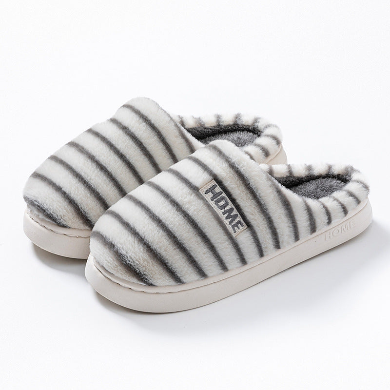 Cotton Slippers for Women in Autumn and Winter Indoor Home Non-Slip Thick-Soled Couple Style Plush Warm and Comfortable Home Cotton Slippers for Men