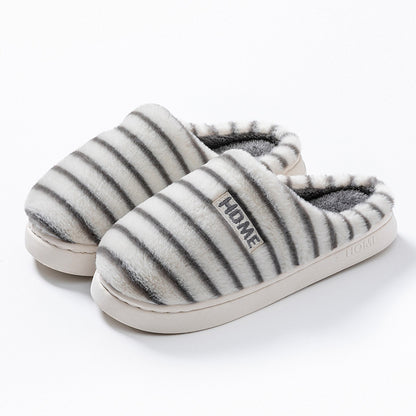 Cotton Slippers for Women in Autumn and Winter Indoor Home Non-Slip Thick-Soled Couple Style Plush Warm and Comfortable Home Cotton Slippers for Men