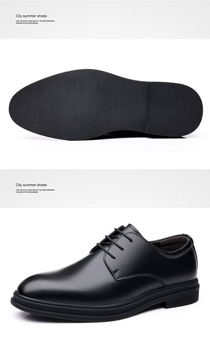 [Real soft leather] men's lace-up business formal wear high-end soft soft leather men's shoes high non-slip wear-resistant casual leather shoes