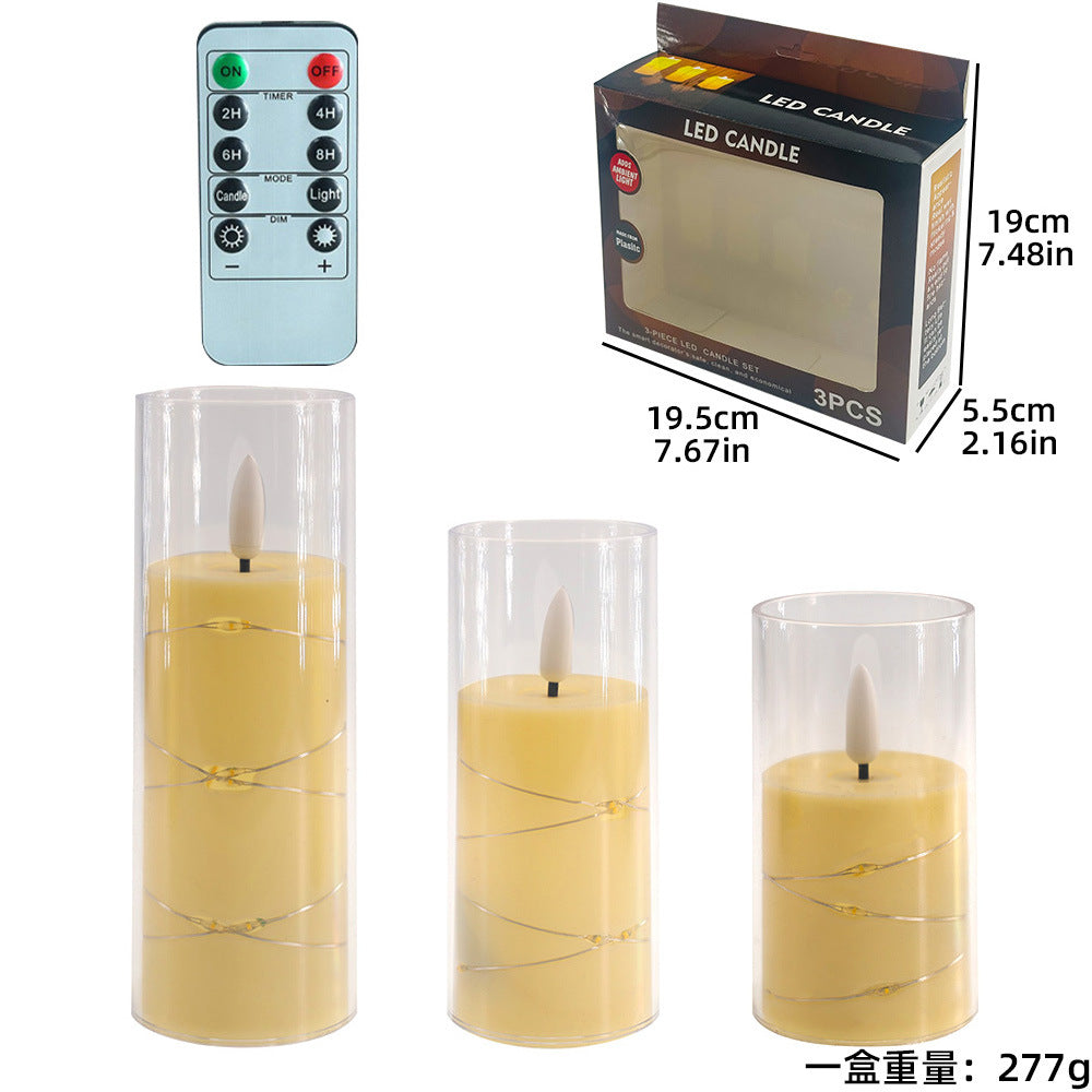 Flameless Candle Battery Powered Candle LED Fairy Light Plexiglass Candle with Remote Control Holiday Candle