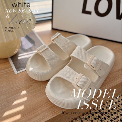 2026 New Thick-Soled Slippers, Wear-Resistant Double Buckle Eva Sandals, Couple's Summer Women's Outdoor and Indoor Slippers with a Soft Cushioning Feel