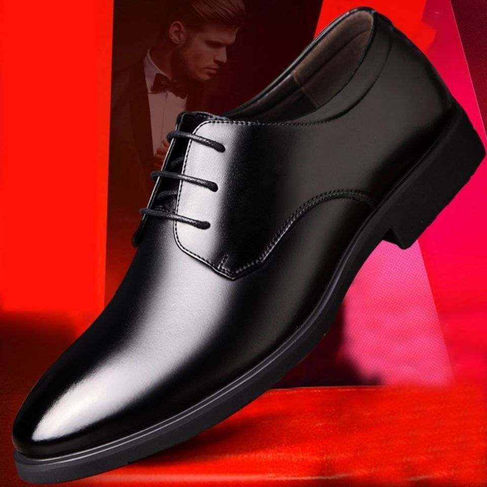 [100% cowhide] 2023 new autumn genuine leather shoes men's non-slip breathable business work shoes dad shoes