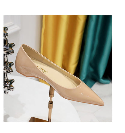 Patent Leather Women Flats Lady Sexy Evening Party Slip On Flat Shoes Women Sharp Pointed Low Heel Shoes Leisure Female Shoes