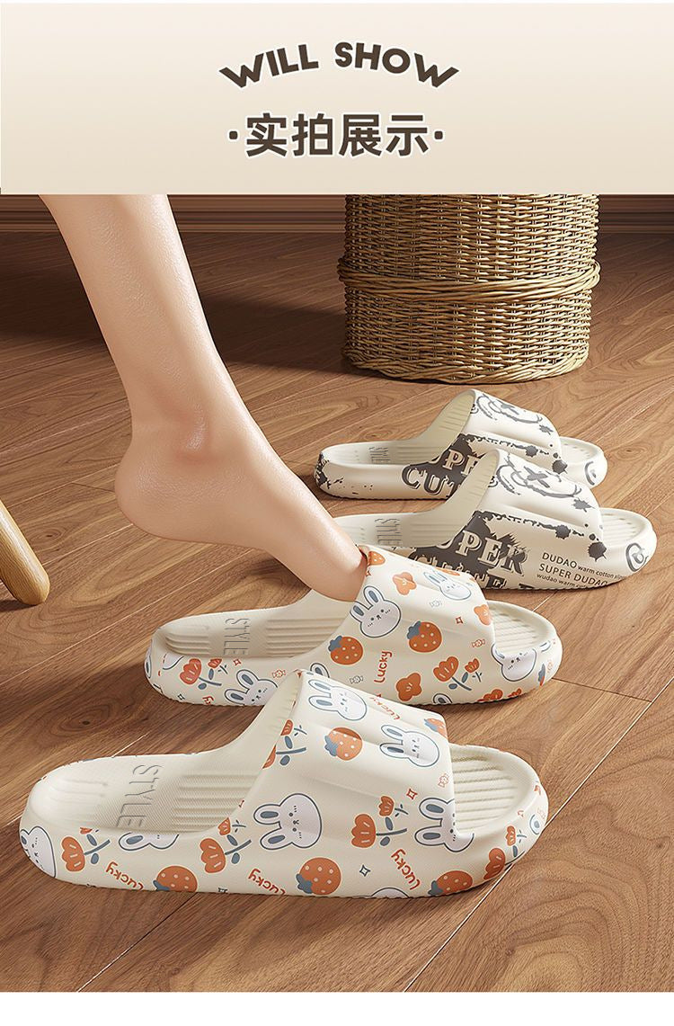 2025 New Summer Slippers for Women to Wear Outside Home Indoor Bathroom Bathing Pregnant Women Anti-Slip Anti-Odor Couple Sandals Slippers