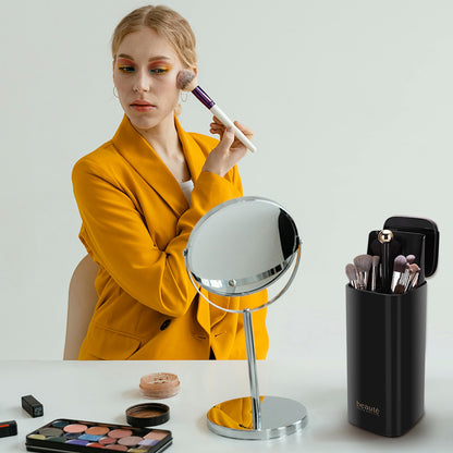 Platinum Automatic Adjustable Makeup Brush Storage Box Dressing Table Four-Compartment Plastic Storage Tube Large-Capacity Stationery Brush Barrel