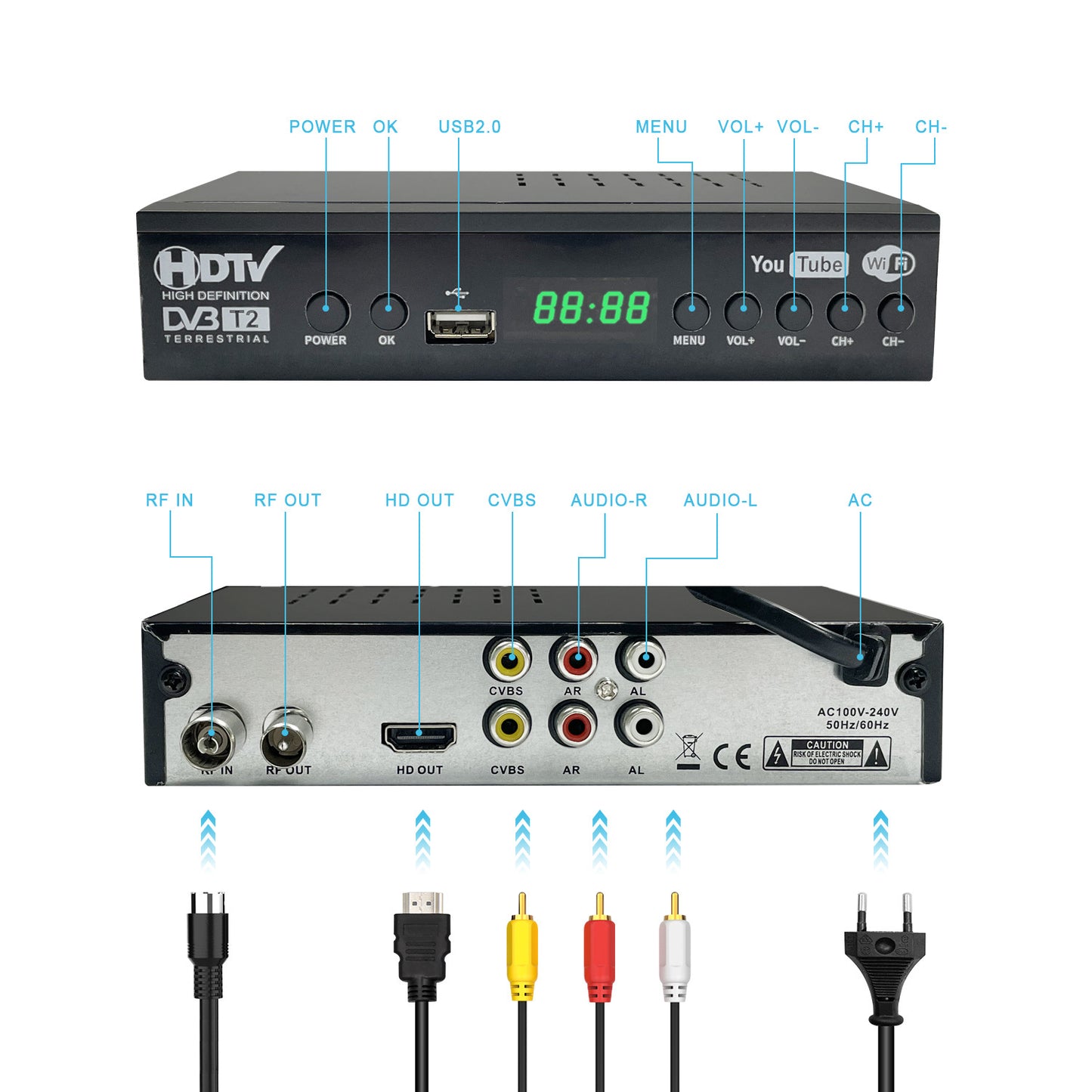 Cross-border Source Factory DVB-T2 Indonesia WiFi Digital TV Ground Wave Top Intelligence