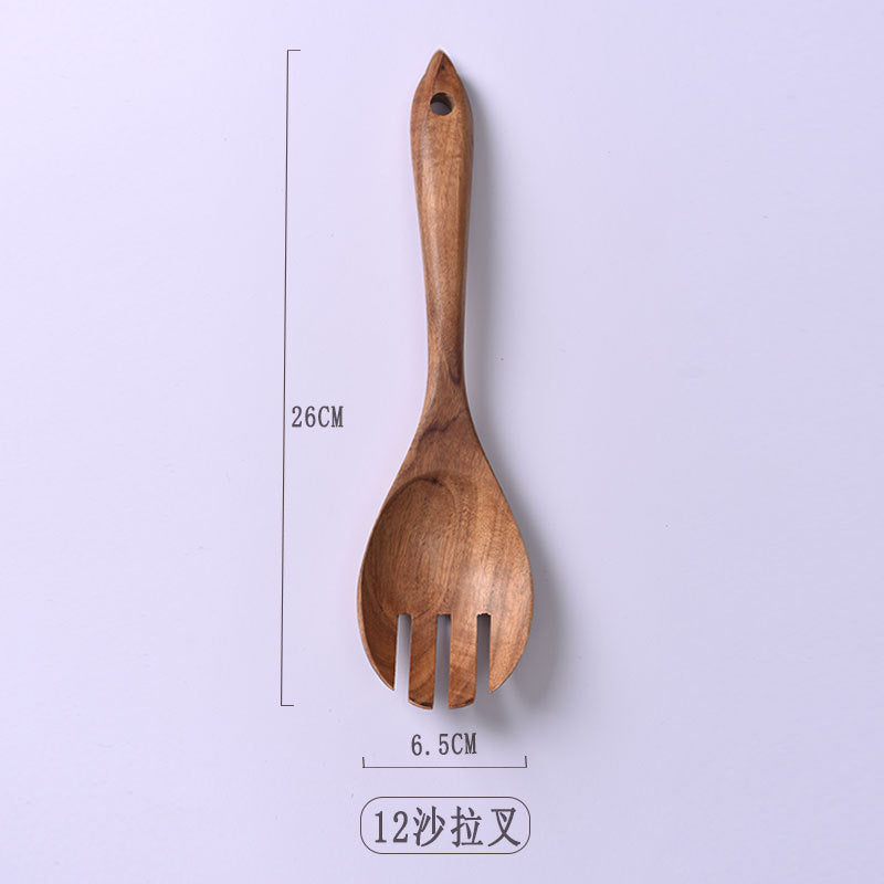 Paint-free Wax-free Wooden Cooking Spoon Shovel suit Kitchenware Long Handle Non-stick Pan Stir-frying Shovel Wooden Acacia Soup Spoon