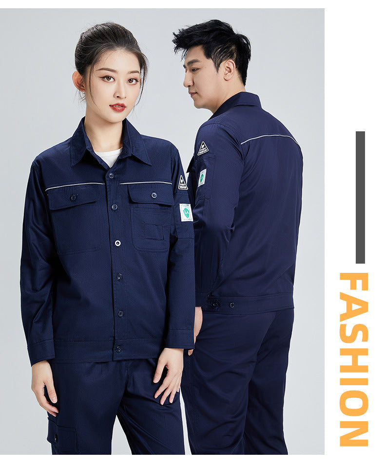 Pure cotton summer anti-static card pocket work clothes gas station filling station thin gas petrochemical long sleeve labor protection clothing