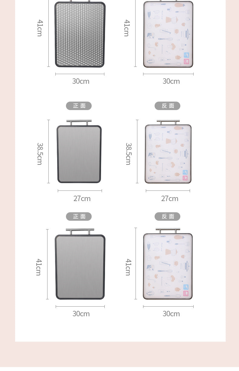 New Double-Sided Cutting Board for Household Use, Food-Grade, Mold-Resistant, Antibacterial, 304 Stainless Steel, Thickened Kitchen Fruit Board