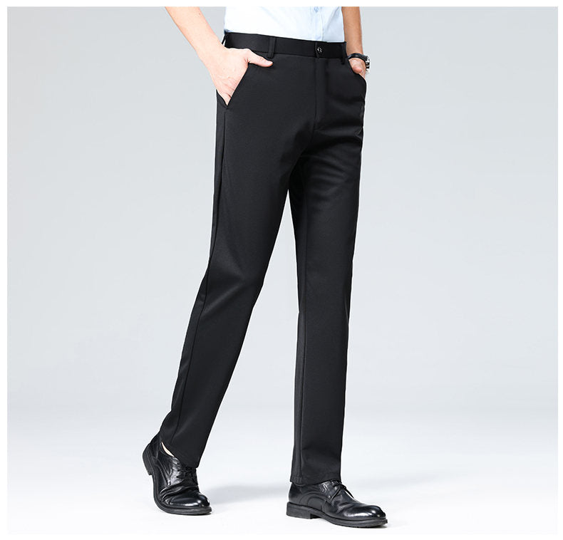 Wholesale casual pants men's four-sided elastic fabric summer ice silk pants trousers trousers high waist breathable iron-free formal trousers