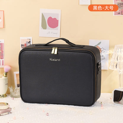 New Style Cosmetic Bag with Light and Mirror Led Light Rechargeable Portable Travel Makeup Cosmetics Cosmetics Bag Ins Style