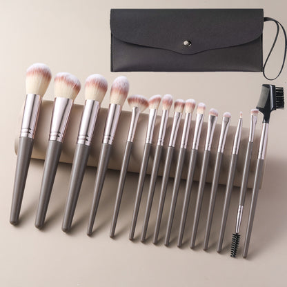 Cross-Border Amazon Same-Style Makeup Brushes for Beginners, 15-Piece Champagne Color Brush Set, Highlighter Brush, Beauty Makeup Supplies
